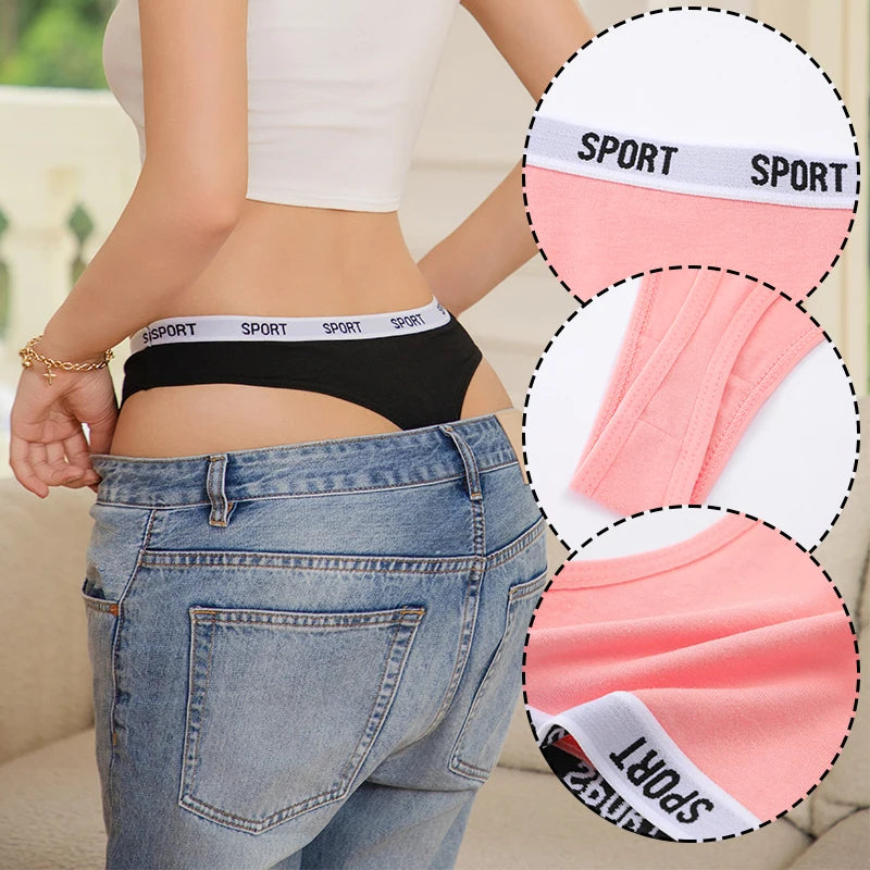 Women's Cotton Thong Underwear – 14-Pack Low-Rise Breathable Panties with Sport Waistband (S-XL)