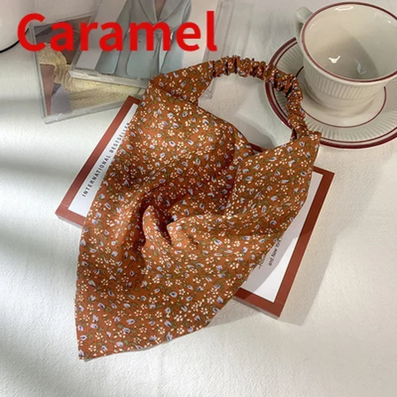 Floral Kerchief Headwear Wrist Head Wrap Scarf Triangular Headscarf Accessories Hair Band Fashion Women Hats Creative Gifts