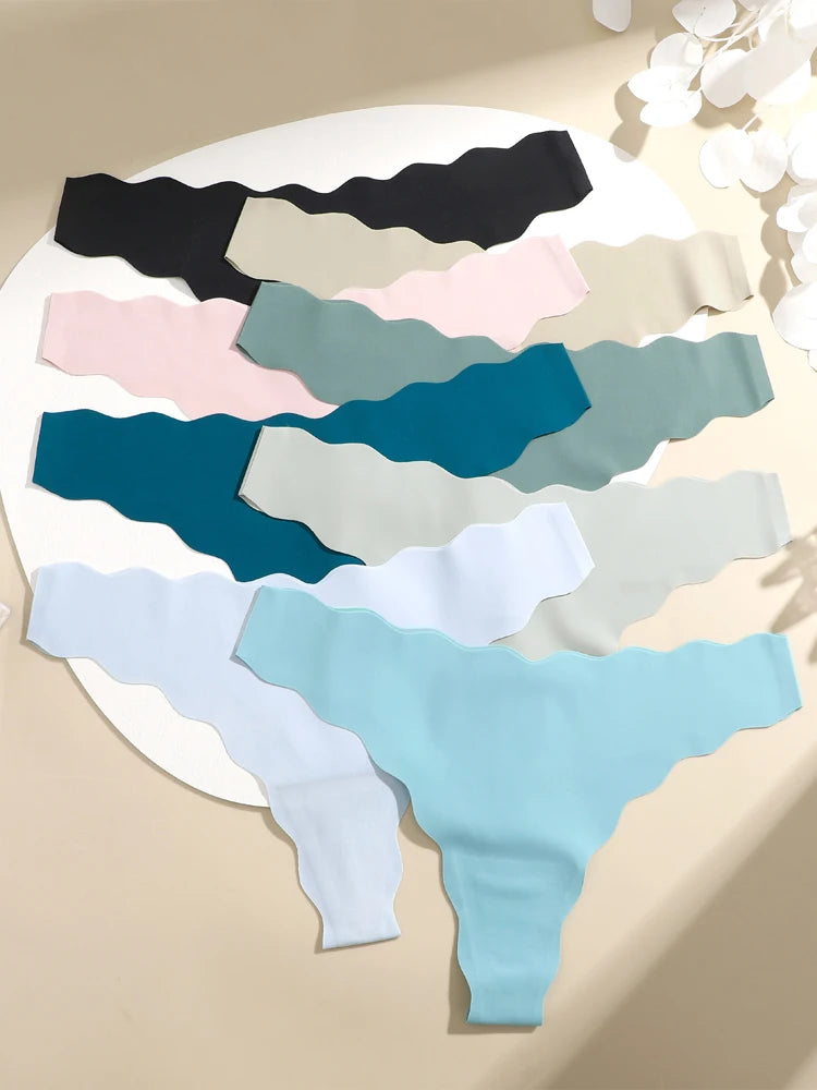 6-Pack Seamless Ruffled Thongs — Ultra-Soft Low-Rise G-String Panties