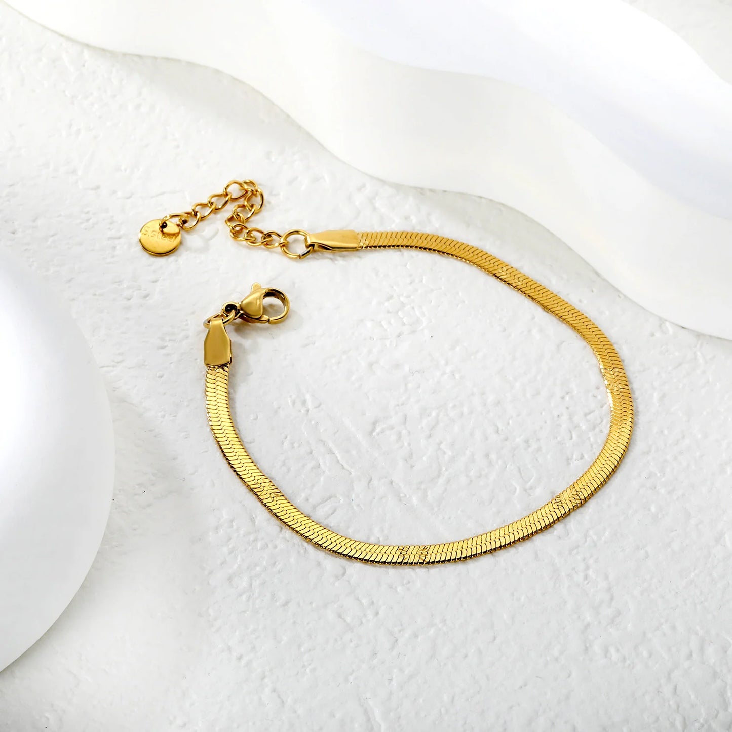 Blade Chain Bracelet – 18K Gold-Plated Snake Chain Stainless Steel Wrist Bracelet for Women