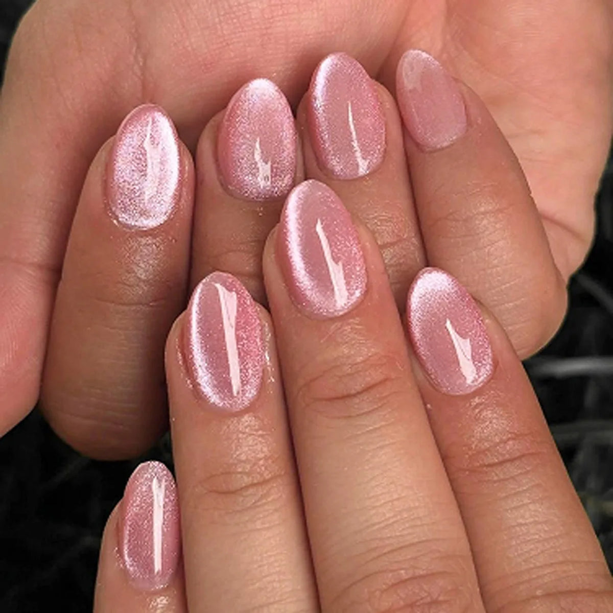 Short Blush Pink Press-On Nails with Glue – Oval Designs, 24 Pieces