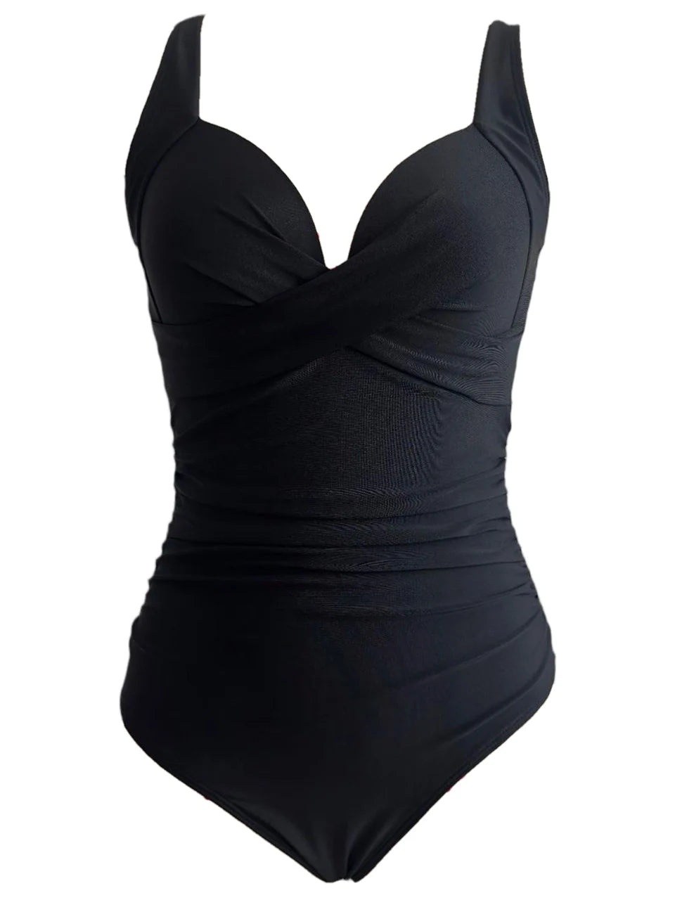 Ruched One-Piece Swimsuit for Women – Solid Color Bodysuit | Adjustable Straps | S–XXL