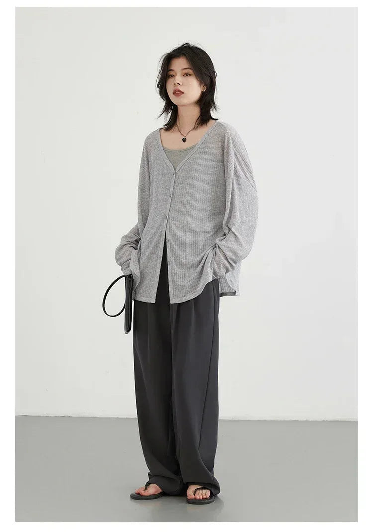 Lightweight V-Neck Button Cardigan — Sun Protection Knit | Women's Tops