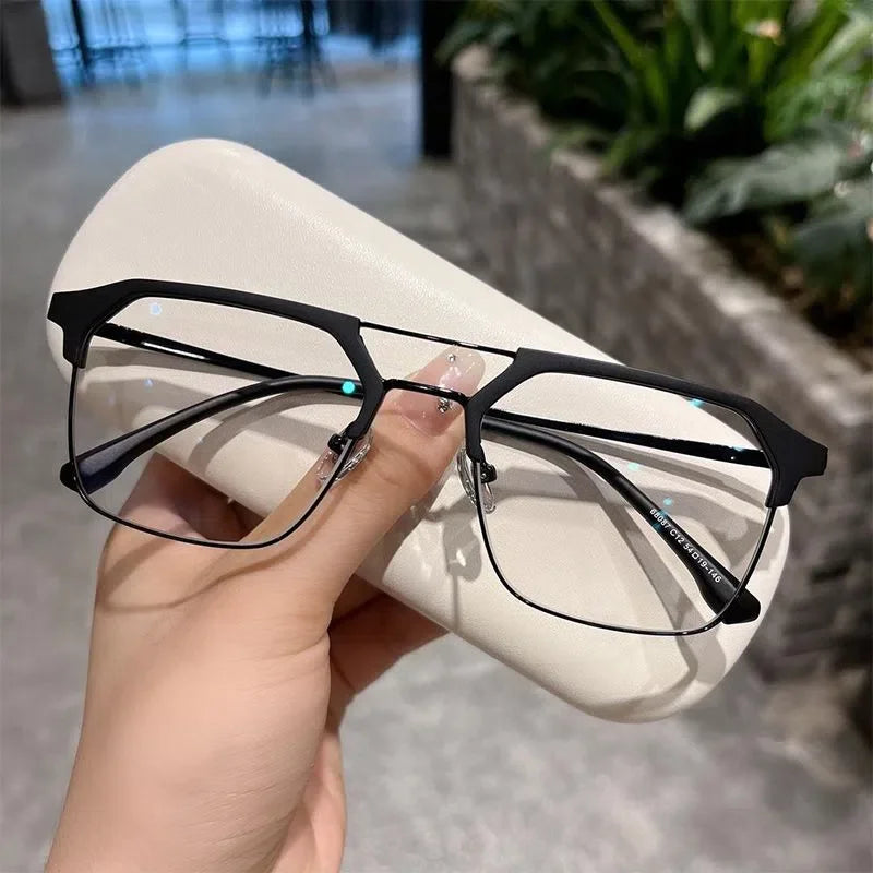Luxury Intelligent Photochromic Myopia Glasses Double Deam Color Changing Finished Near-sighted Eyewear Men Women Minus Diopters