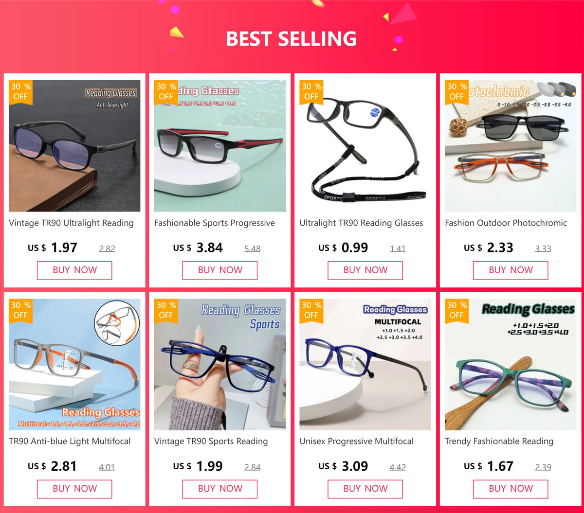 Fashion Myopia Glasses | Clear Lenses & Six Frame Colors