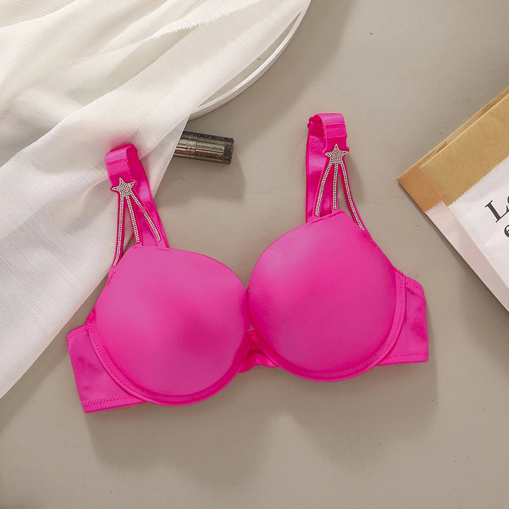 Women's Demi Padded Lace Push-Up Bra – 3/4 Cup Seamless Underwire Lingerie
