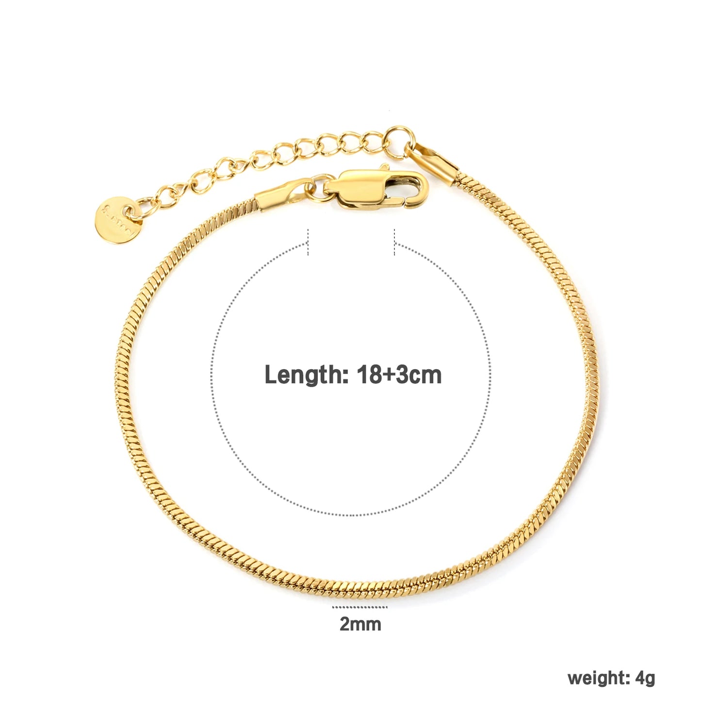Blade Chain Bracelet – 18K Gold-Plated Snake Chain Stainless Steel Wrist Bracelet for Women