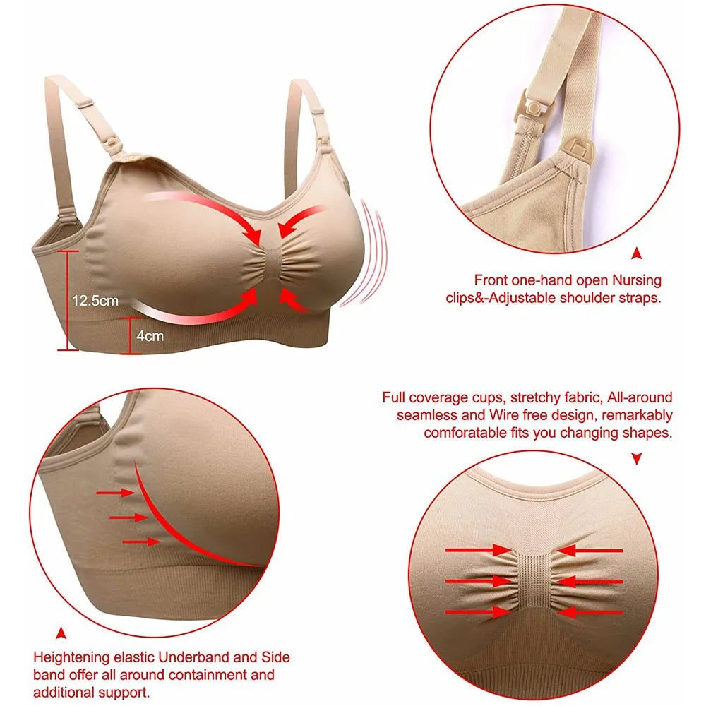 Maternity Nursing Bra – Wire-Free, Breathable, Convertible Straps for Breastfeeding Moms