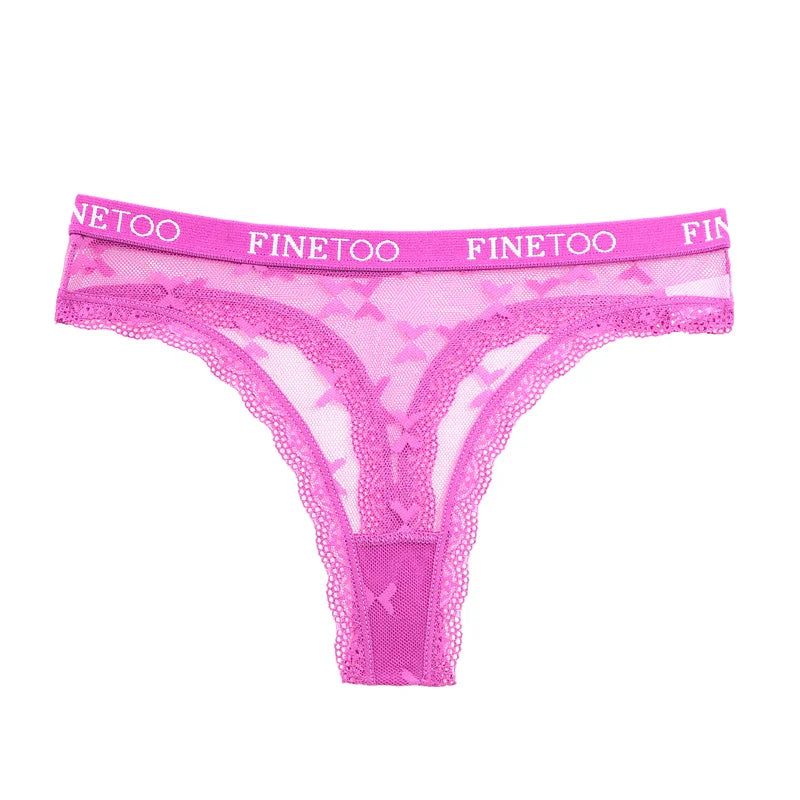 Lace Sheer Thong — Logo Waistband Low-Rise G-String