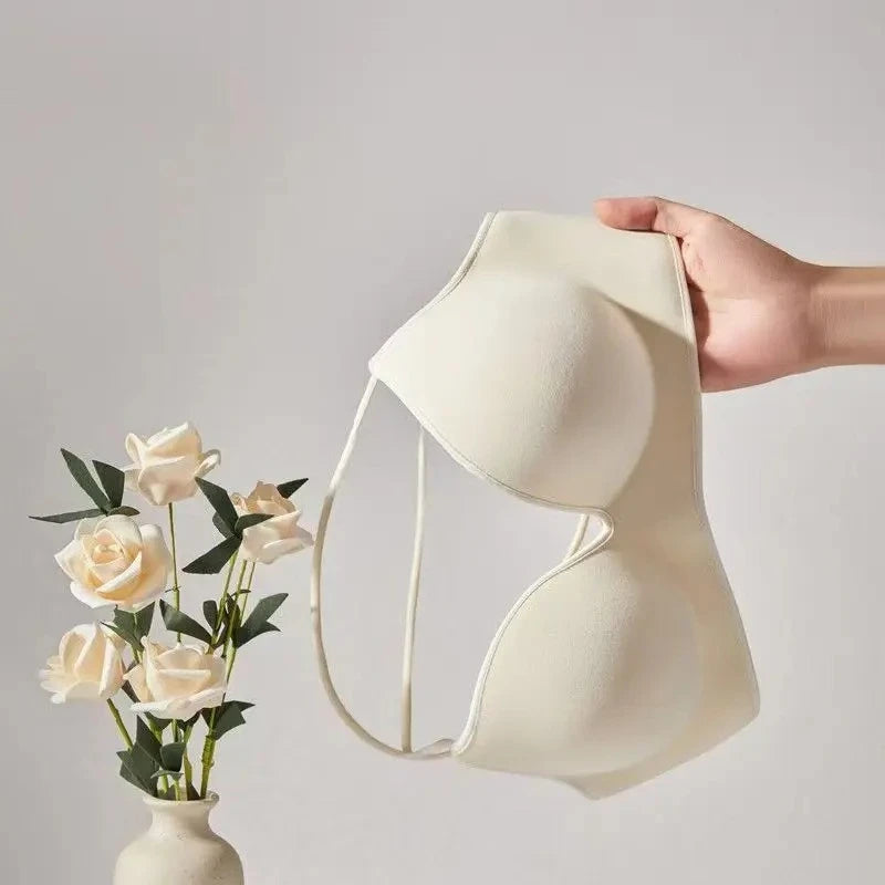 Women's 10CM Extra Thick Push Up Bra for AA/A Cup | Open Back Lingerie with Convertible Cross Straps | Seamless Wire-Free Bra No Marks (70A–85A)