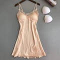 Ice Silk Satin Halter Nightdress – V-Neck, Knee-Length, Sleeveless | Women's Sleepwear