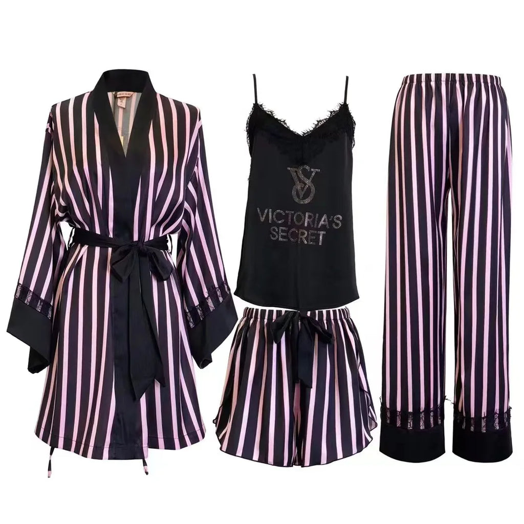 Women's Cotton Sleepwear & Lingerie Bundle Set – Pajamas, Chemise & Padded Bra Sets