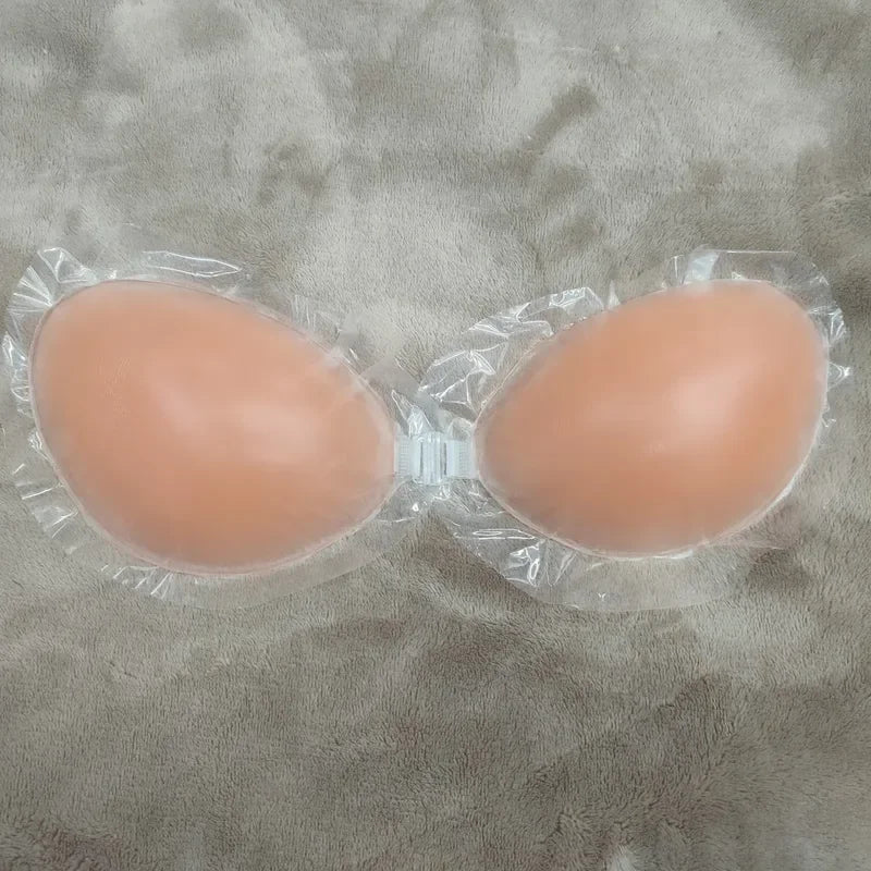 Women's Self-Adhesive Silicone Push Up Bra | Invisible Sticky Bra for Backless Dresses | Reusable Waterproof (A–D Cup)
