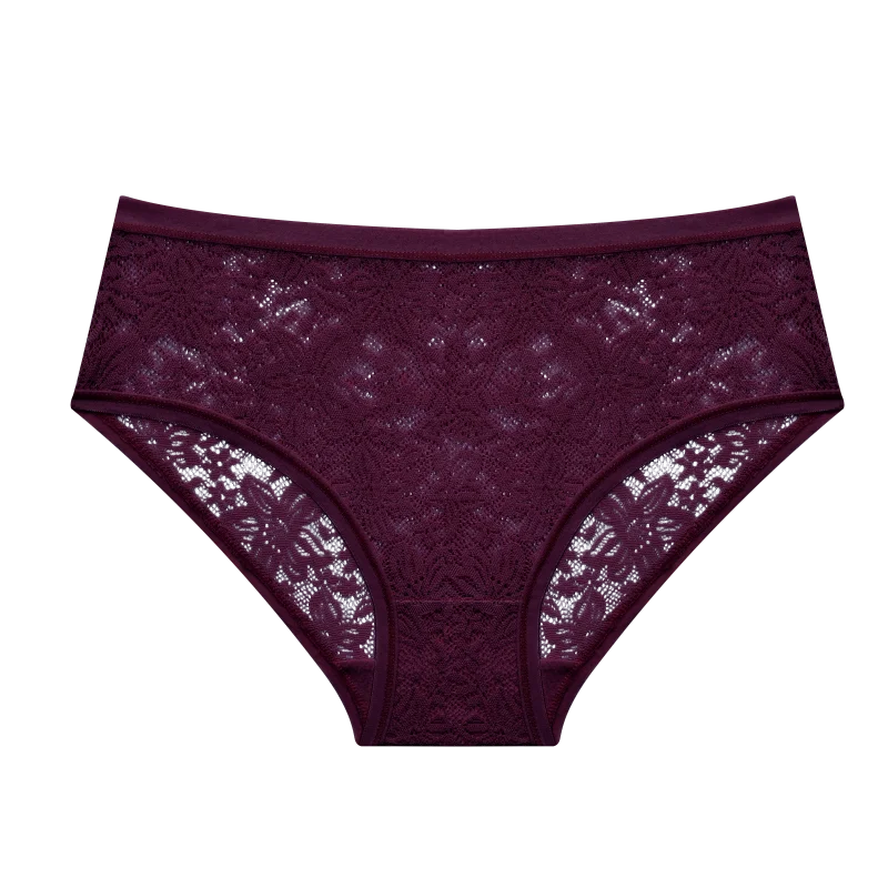 Seamless Floral Lace Brief Panties – Hollow-Out See-Through Underwear for Women (S–2XL, 6 Colors)