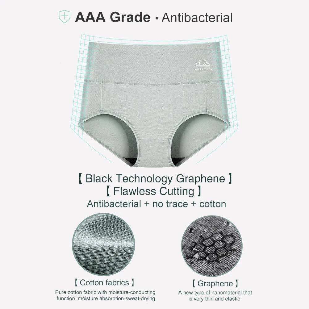 Women's 5-Pack High Waist Cotton Underwear – Tummy Control, Butt Lift & Graphene Antibacterial Briefs | Sizes M-XXXL