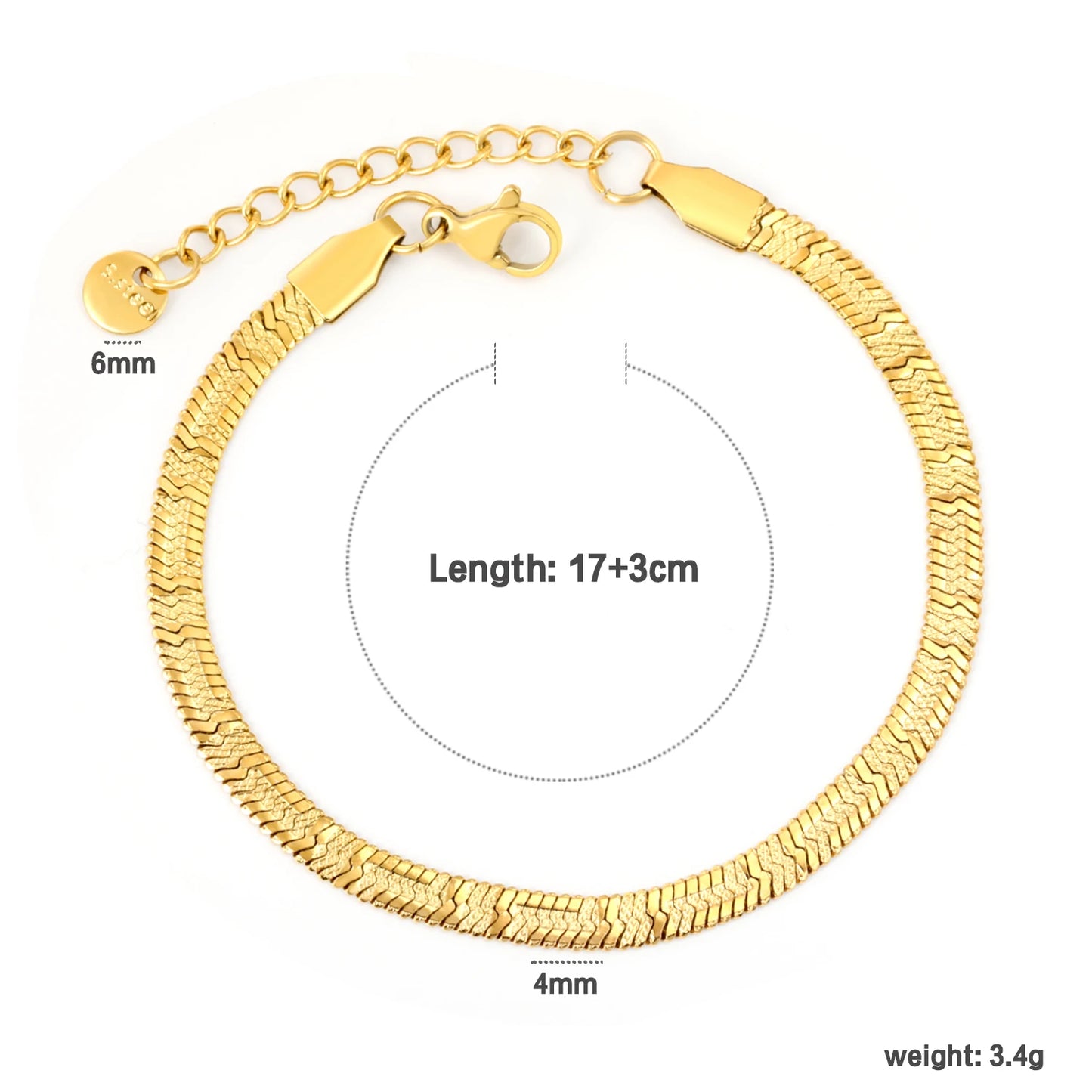 Blade Chain Bracelet – 18K Gold-Plated Snake Chain Stainless Steel Wrist Bracelet for Women