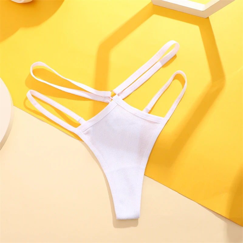 Double Strap Ring Detail Thong — Low-Rise Seamless G-String