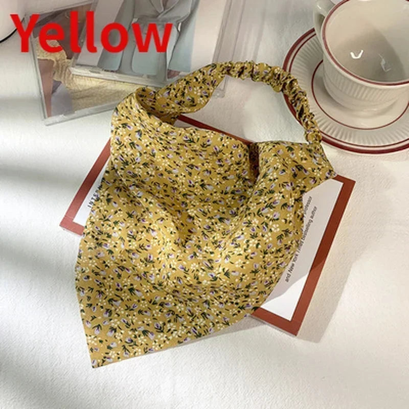Floral Kerchief Headwear Wrist Head Wrap Scarf Triangular Headscarf Accessories Hair Band Fashion Women Hats Creative Gifts
