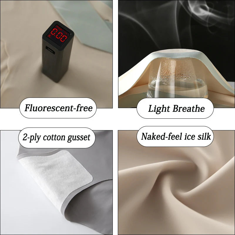 4pcs Summer Seamless Panties Ice Silk Female Pregnanc Underwear Women Low-Waist Briefs Large Size Maternity Panty Sexy Lingerie