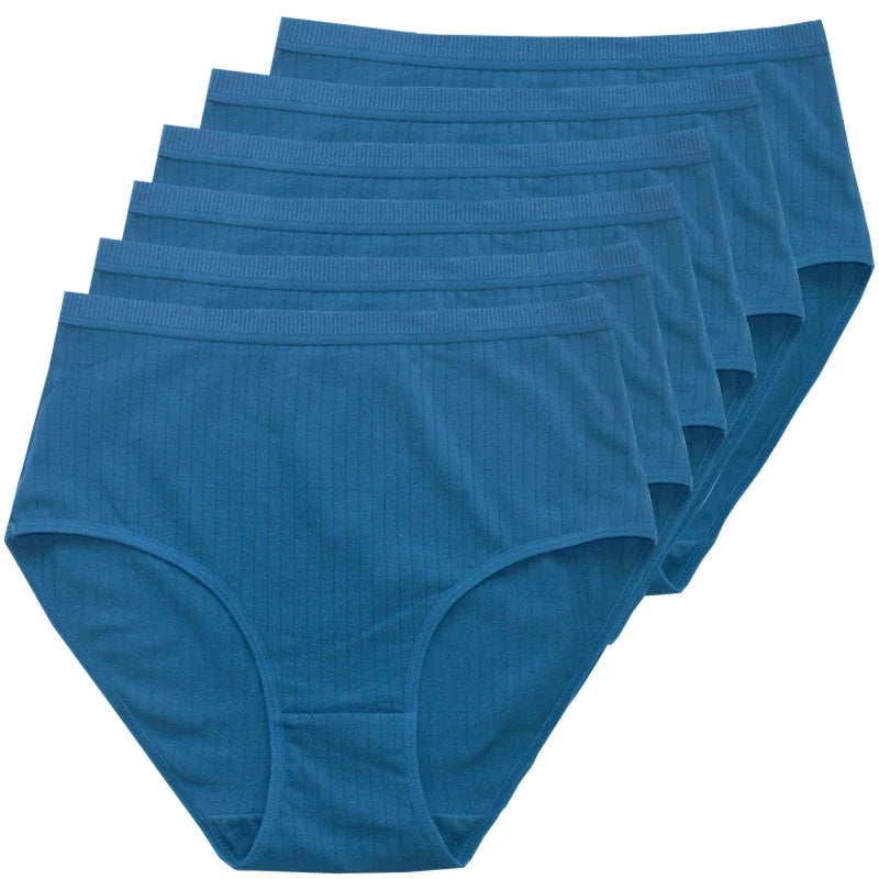 Women's Plus Size Cotton High Waist Briefs – 6-Pack | Breathable Solid Color Underwear (S–2XL)