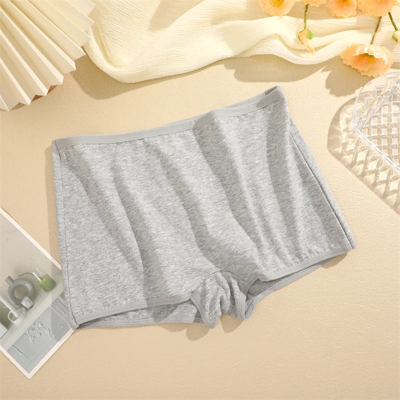 4PCS Women's Panties Cotton Seamless Sports Boxers Underwear Female Solid Color Briefs Cozy Lingerie Intimate Underpants XS-XL
