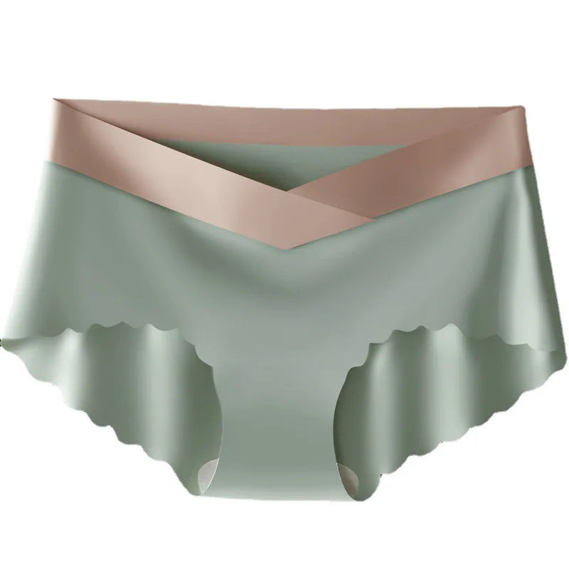 4pcs Summer Seamless Panties Ice Silk Female Pregnanc Underwear Women Low-Waist Briefs Large Size Maternity Panty Sexy Lingerie