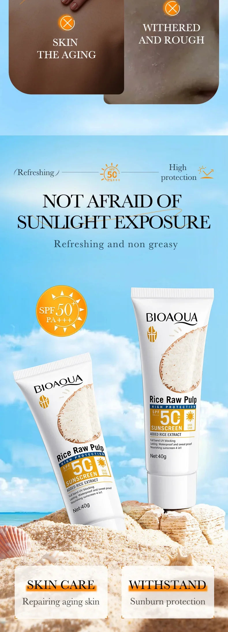 SPF 50+ Facial & Body Sunscreen Cream – Lightweight, Non-Greasy, Long-Lasting UV Protection