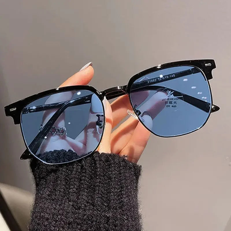Square Metal Photochromic Glasses | Myopia Lens Options