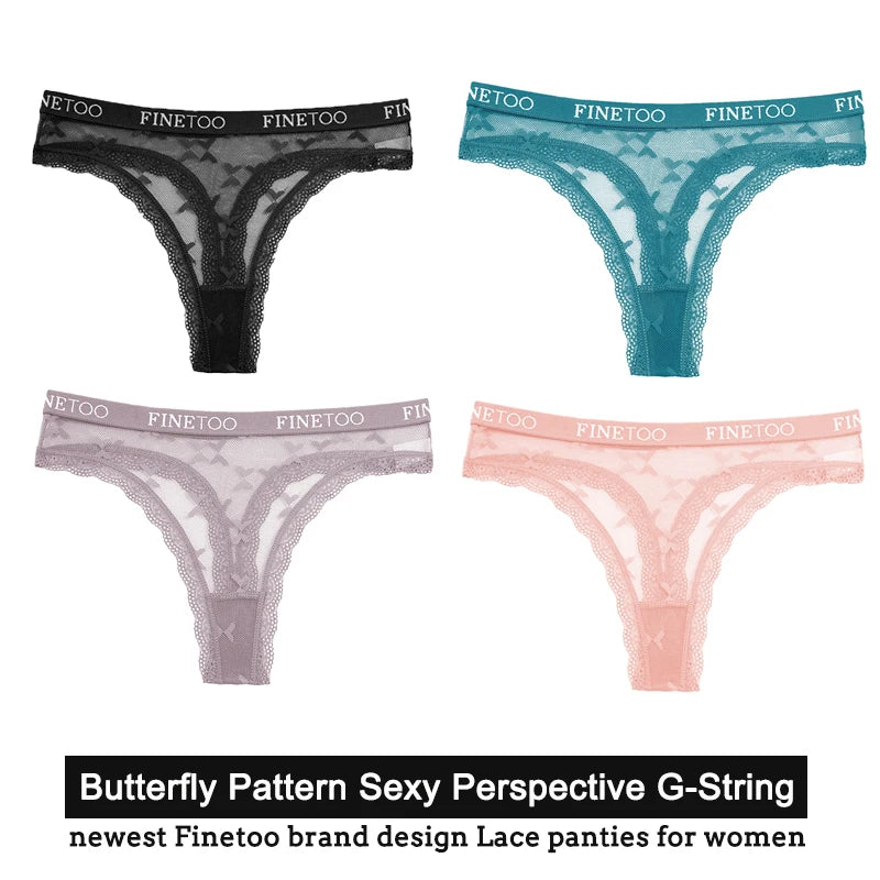 Women's Floral Lace G-String Thongs – 4-Piece Set | Butterfly T-Back Sexy Underwear (S–XL)