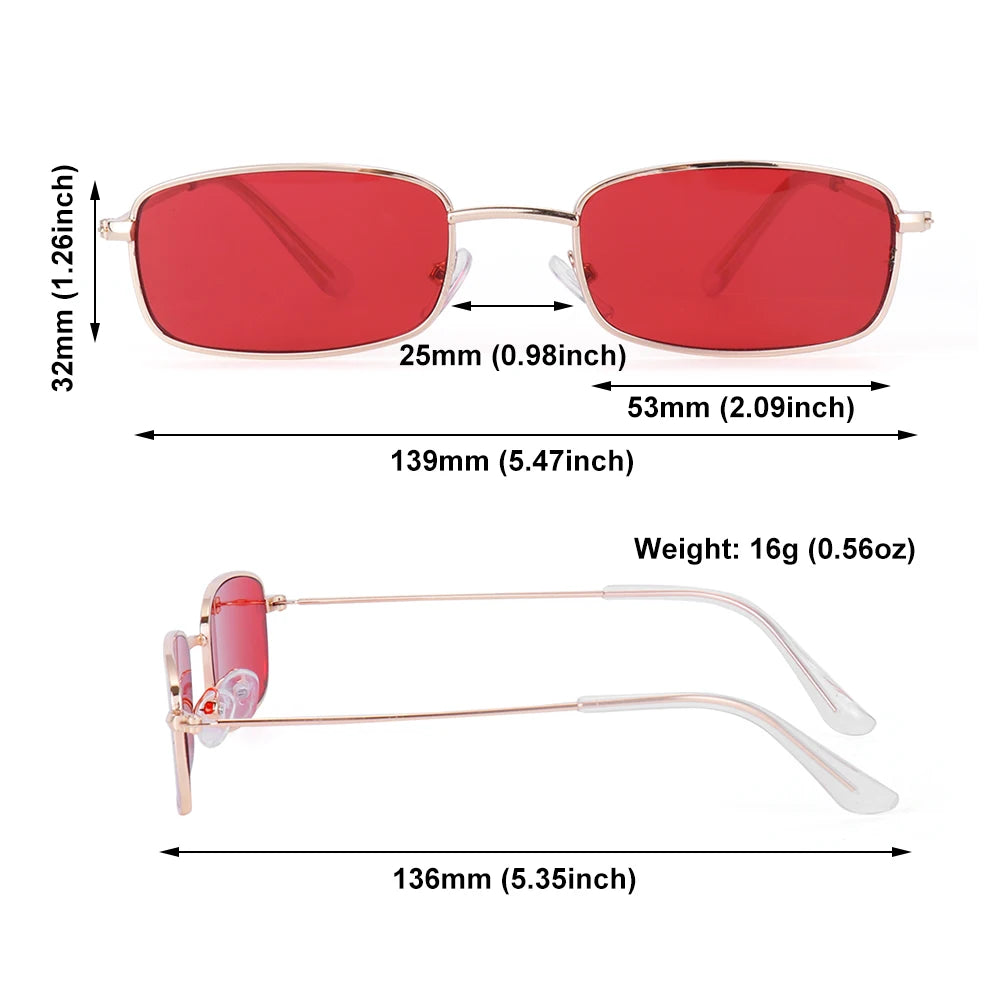 Slim Metal-Frame Sunglasses | Color Lens Options