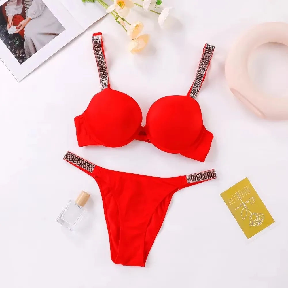 Women's Lace Trim Supportive Bra & Panty Set – Classic Lingerie Set