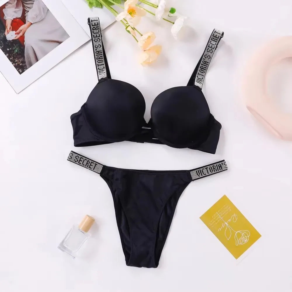 Women's Lace Trim Supportive Bra & Panty Set – Classic Lingerie Set