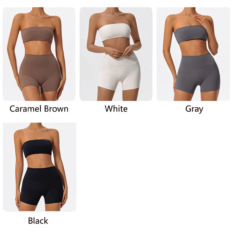 Women’s 2-Piece Workout Set – Strapless Sports Bra & Leggings for Yoga, Gym & Running