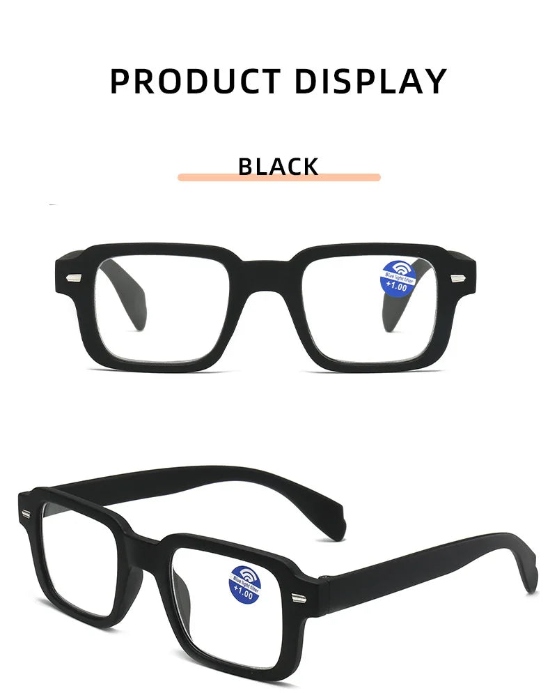 Unisex Rectangle Reading Glasses | 3 Colors, +1.00 to +4.00