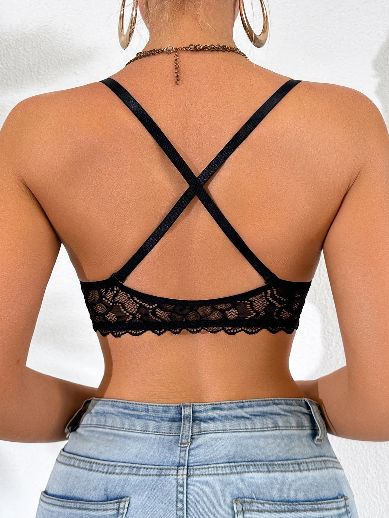 Butterfly Lace Back Push-Up Bra — Front Buckle Convertible Straps | Women's Bra