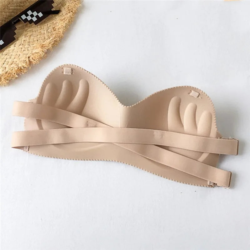 Women's Invisible Strapless Bra – Seamless Wireless Push Up Bralette