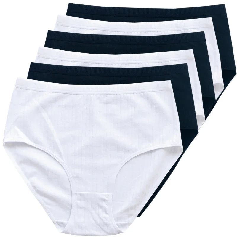 Women's Plus Size Cotton High Waist Briefs – 6-Pack | Breathable Solid Color Underwear (S–2XL)