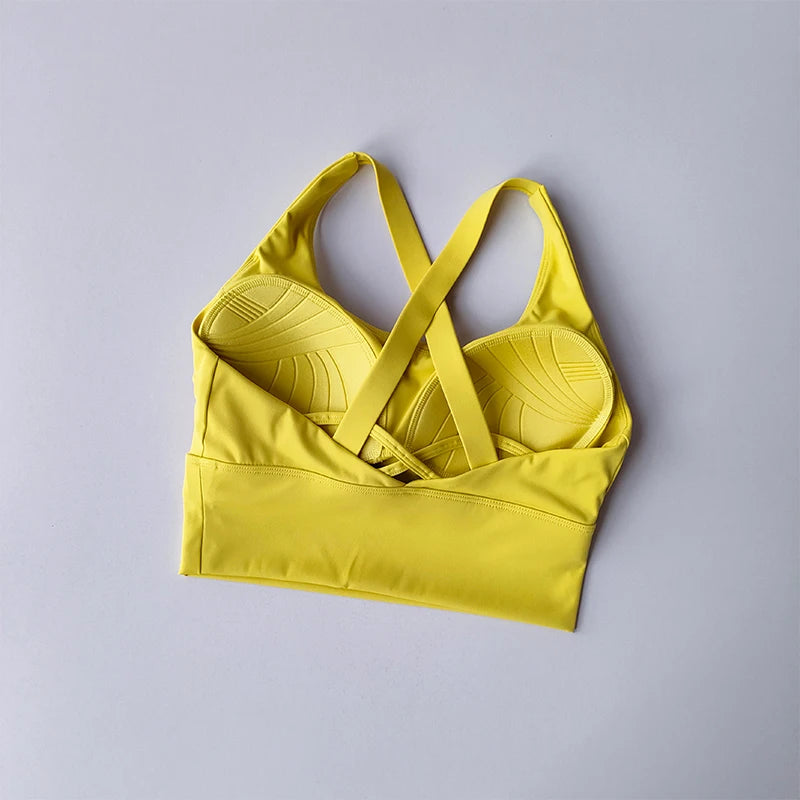 Fixed Pad Sports Bra Underwear High-strength Professional Shockproof  Running Bra Gym Push Up Lingerie Yoga Fitness Bra