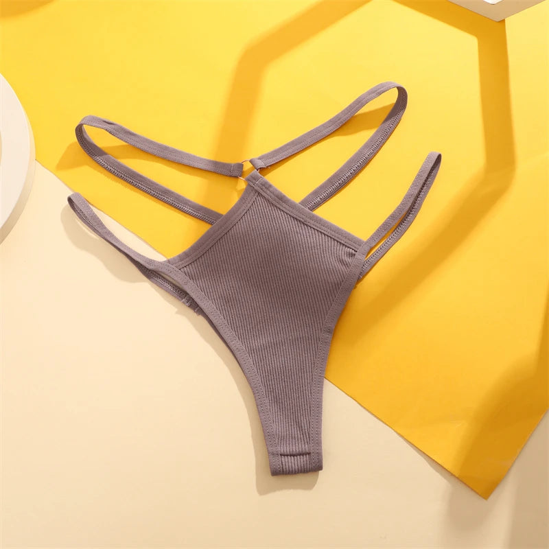 Double Strap Ring Detail Thong — Low-Rise Seamless G-String
