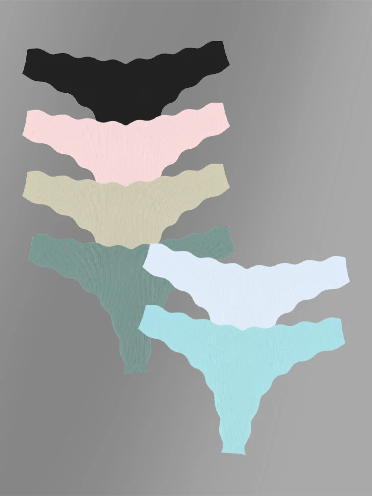 6-Pack Seamless Ruffled Thongs — Ultra-Soft Low-Rise G-String Panties