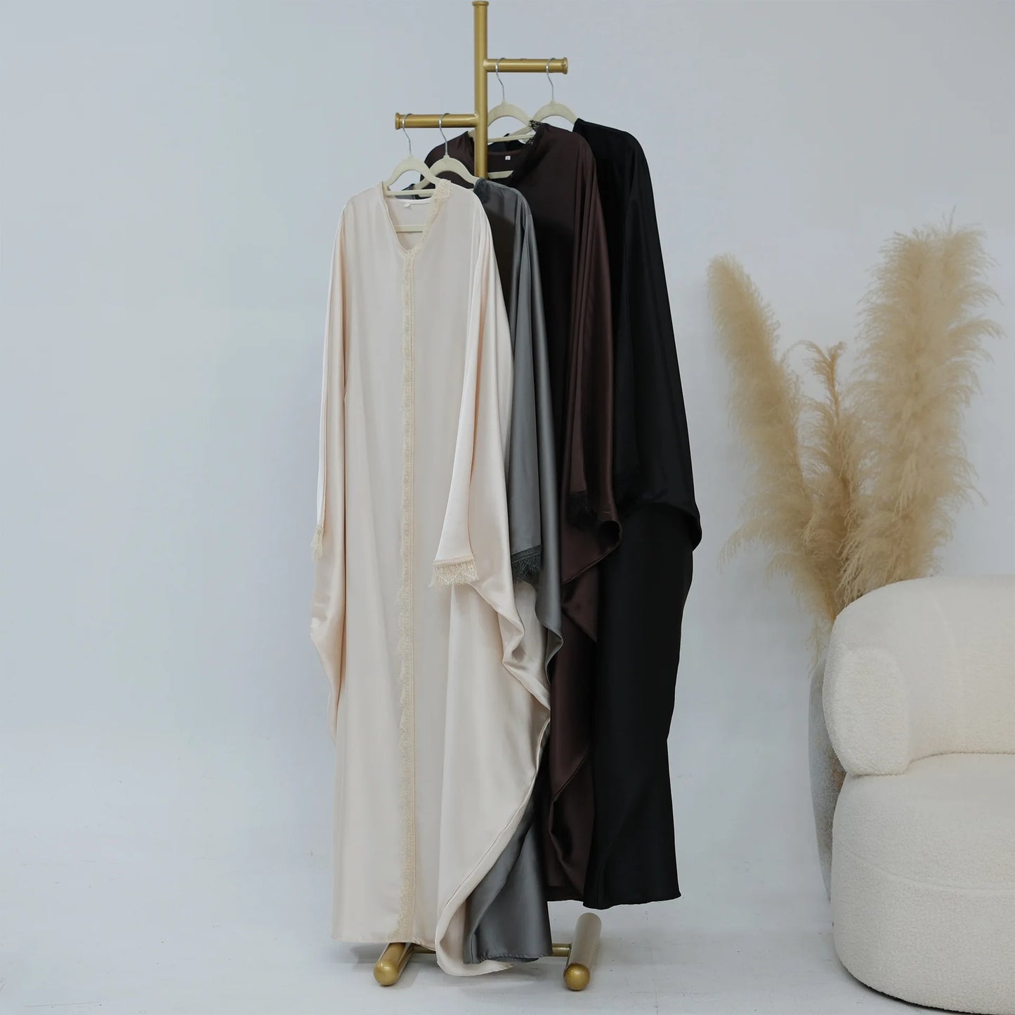 2026 New Luxury Dubai Abaya for Women V-Neck Loose Fit Long Sleeve Open Front Flowy Modest Dress Muslim Abaya with Free Shipping