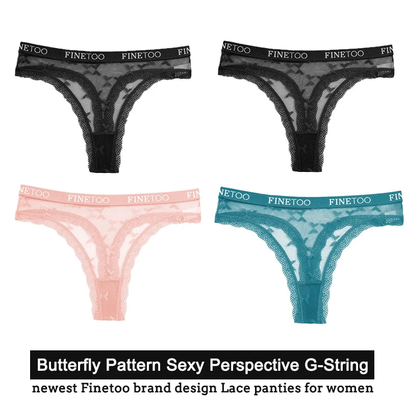 Women's Floral Lace G-String Thongs – 4-Piece Set | Butterfly T-Back Sexy Underwear (S–XL)