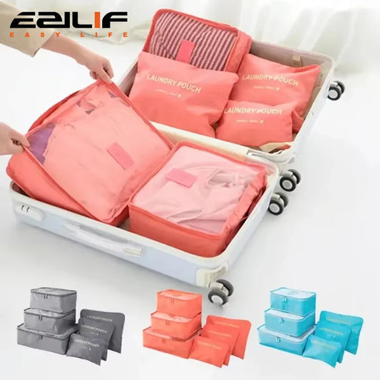 6-Piece Travel Packing Cubes – Foldable Luggage Organizer Set