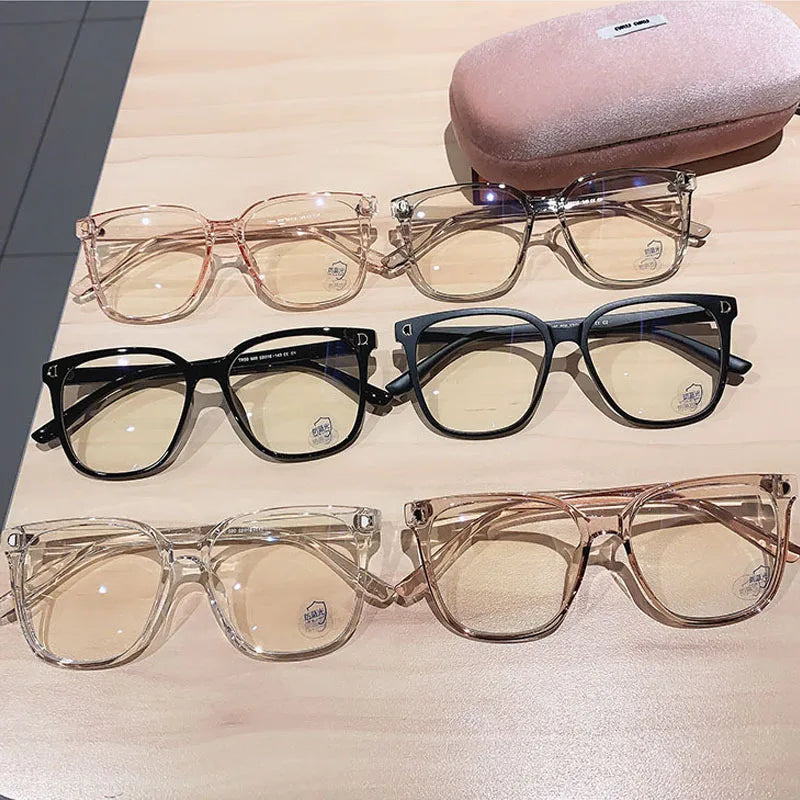Oversized Square Myopia Glasses | Black, Pink & Clear Frames