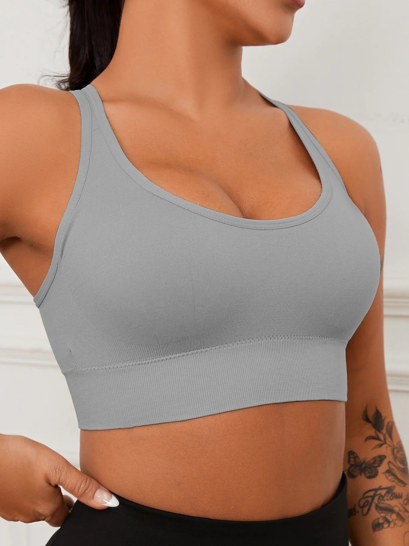 Women's Seamless Push-Up Yoga Tank Bra – Breathable Padded Full Cup | Wire-Free Sports Bra