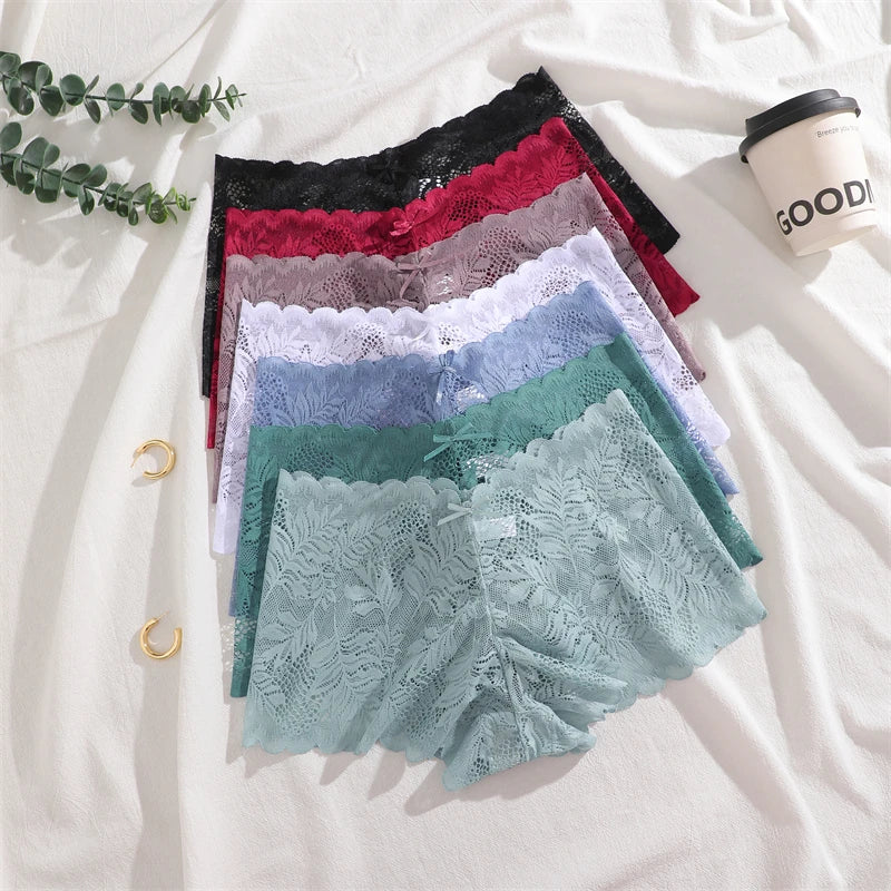 5-Pack Lace Floral Boyshorts — Low-Rise Hollow Out Panties