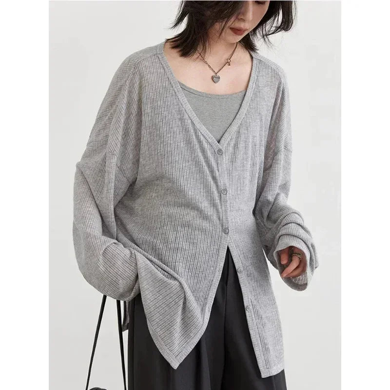 Lightweight V-Neck Button Cardigan — Sun Protection Knit | Women's Tops