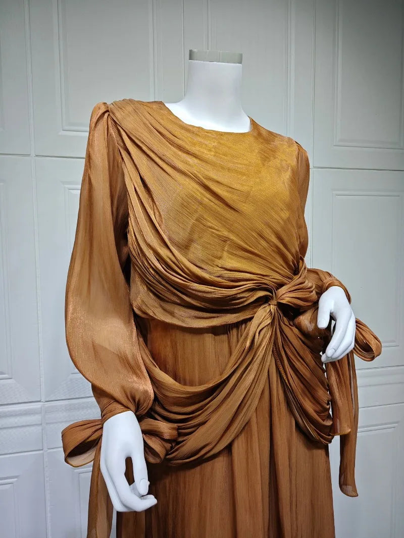Ramadan Arabic Muslim Modest Satin Abaya for Women Elegant Eid Dubai Fit-and-flare Dress Islam Holiday Outfit Turkey Kaftan Robe
