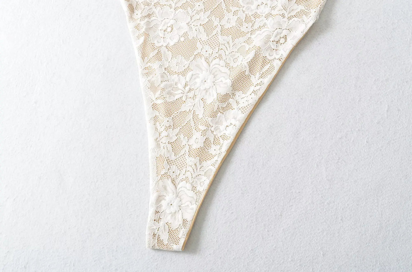 See-Through Lace Bodysuit — High-Cut Thong Spaghetti Strap | Women's Lingerie