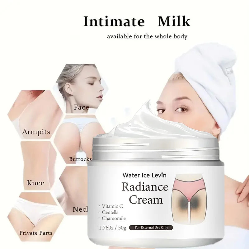 50g of Radiance Cream - Contains Vitamin C, for Private Areas, Underarms, Joints, Improves the Appearance of Melanin, and Illuminates the Skin Inside the Buttocks and Thighs